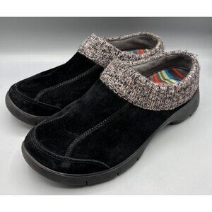 Dansko Slip On Clogs Mules Suede Sweater Knit Cuff Sz 40 Slip On